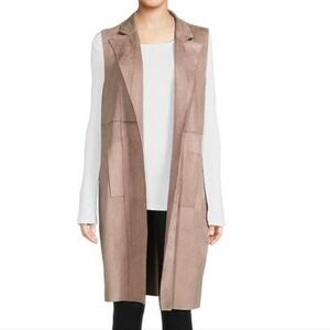 Joan Vass Faux Leather Swing Open Coat Jacket Vest Size Medium NWT